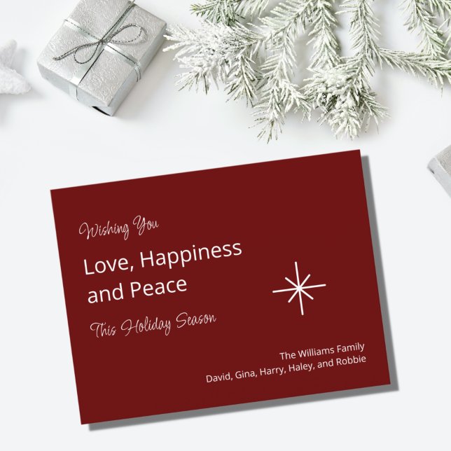 Weihnachtsschneeflocken Rote Festfamilie Feiertagspostkarte (Von Creator hochgeladen)