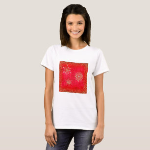 Weihnachtsschneeflocken Roter Glitzer T-Shirt
