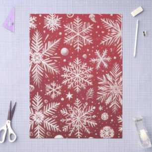 Weihnachtsschneeflocken Roter Weißer Schnee Decoup Seidenpapier