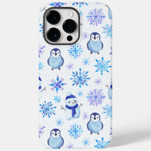 Weihnachtsschneeflocken, Schneemänner und Pinguine Case-Mate iPhone 14 Pro Max Hülle