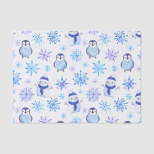 Weihnachtsschneeflocken, Schneemänner und Pinguine Seidenpapier