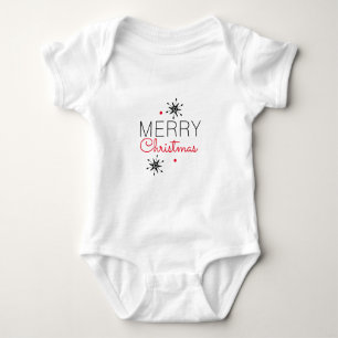 Weihnachtsschneeflocken Schwarz und Rot Baby Strampler