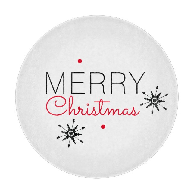 Weihnachtsschneeflocken Schwarz und Rot Schneidebrett (Vorderseite)