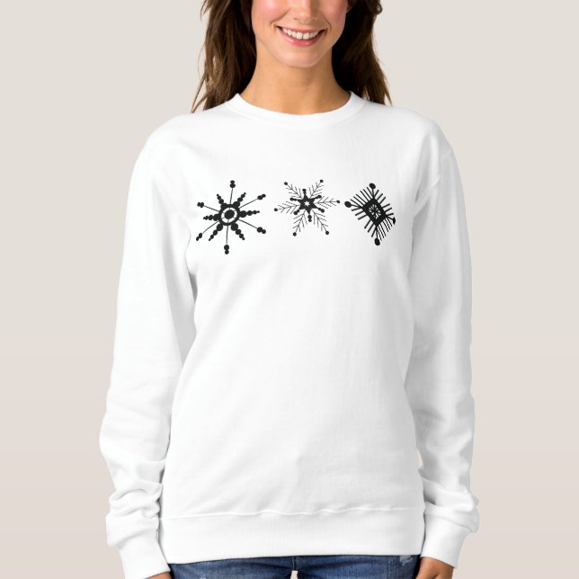 Weihnachtsschneeflocken Schwarzes Design Sweatshirt (Vorderseite)