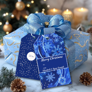 Weihnachtsschneeflocken Sparkle Diamonds Navy Blue Geschenkanhänger