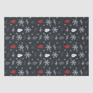 Weihnachtsschneeflocken und Blätter mit Schwarz Seidenpapier