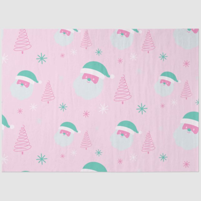 Weihnachtsschneeflocken Weihnachtsbäume Rosa Weihn Seidenpapier (Vorderseite)