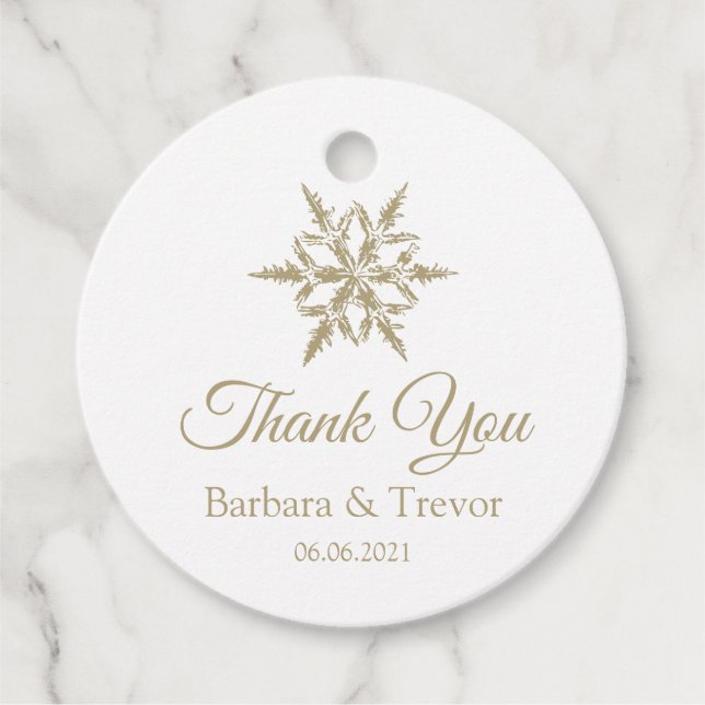 Weihnachtsschneeflocken WinterWedding Danke Geschenkanhänger (Vorderseite)