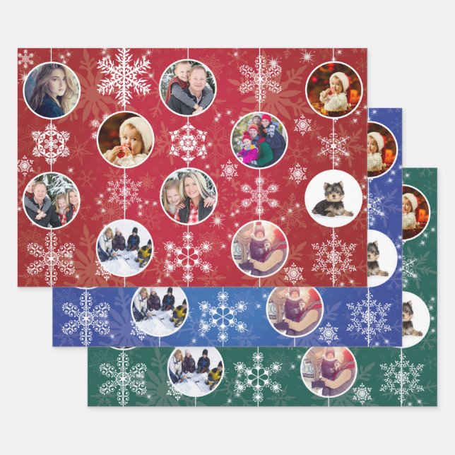 Weihnachtsschneeflocken Zehn beliebte Fotos Geschenkpapier Set (Set)
