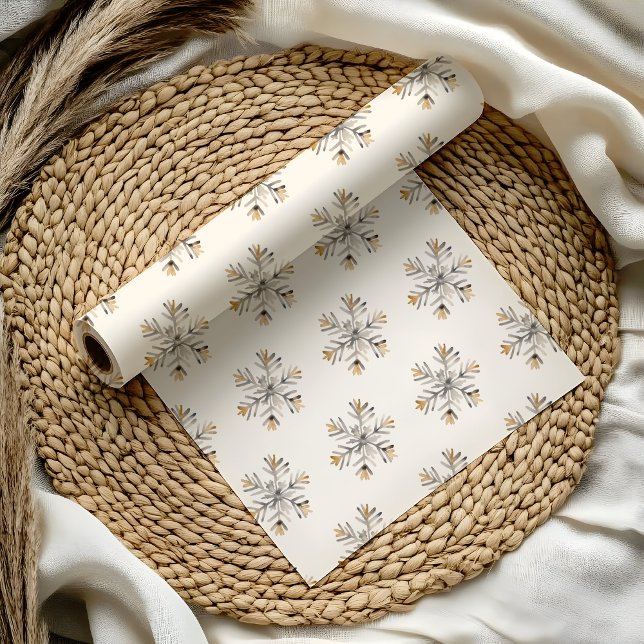 Weihnachtsschneeflockenpapier | Geschenkwrap Geschenkpapier (Minimalist Snowflake Christmas wrapping paper — elegant holiday gift wrap, modern Scandinavian style)