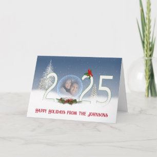 Weihnachtsschneeglobe 2025 mit Foto Feiertagskarte