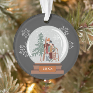 Weihnachtsschneeglobe Menschen und Skier Persona Ornament