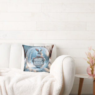 Weihnachtsschneeglobe mit Kaninchen Kissen