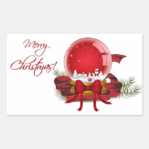 Weihnachtsschneeglobe Rechteckiger Aufkleber