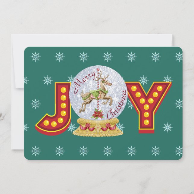 Weihnachtsschneeglobe Rentierschneeflocken Feiertagskarte (Vorderseite)