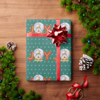 Weihnachtsschneeglobe Rentierschneeflocken Geschenkpapier
