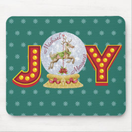 Weihnachtsschneeglobe Rentierschneeflocken Mousepad