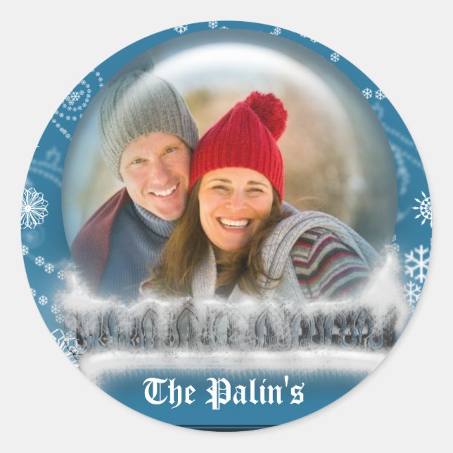 Weihnachtsschneeglobe-Template-Umschlag Aufkleber (Vorderseite)