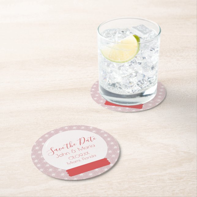 Weihnachtsschneeglocken Save the Date Runde Runder Pappuntersetzer (Vor Ort)