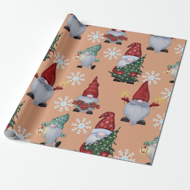Weihnachtsschneegnome Geschenkpapier (Ungerollt)
