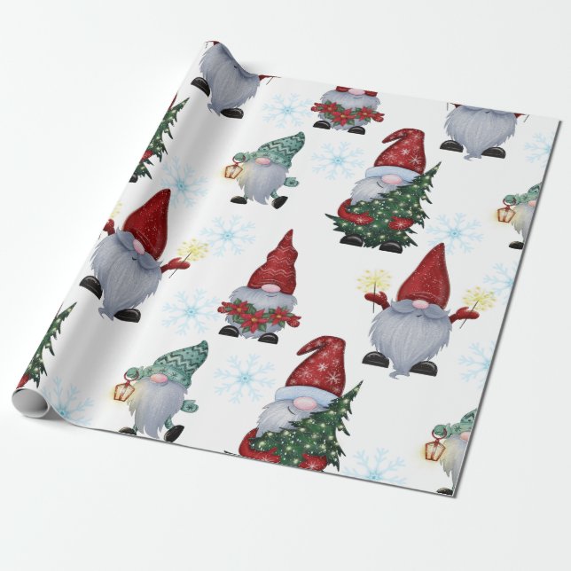 Weihnachtsschneegnomen Wrapping Paper Geschenkpapier (Ungerollt)