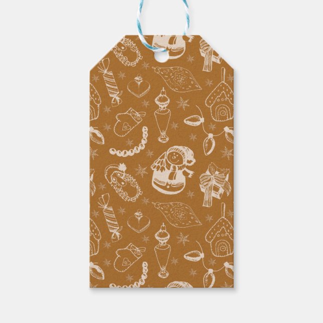 Weihnachtsschneehandgezeichnet Geschenkanhänger (Vorderseite)