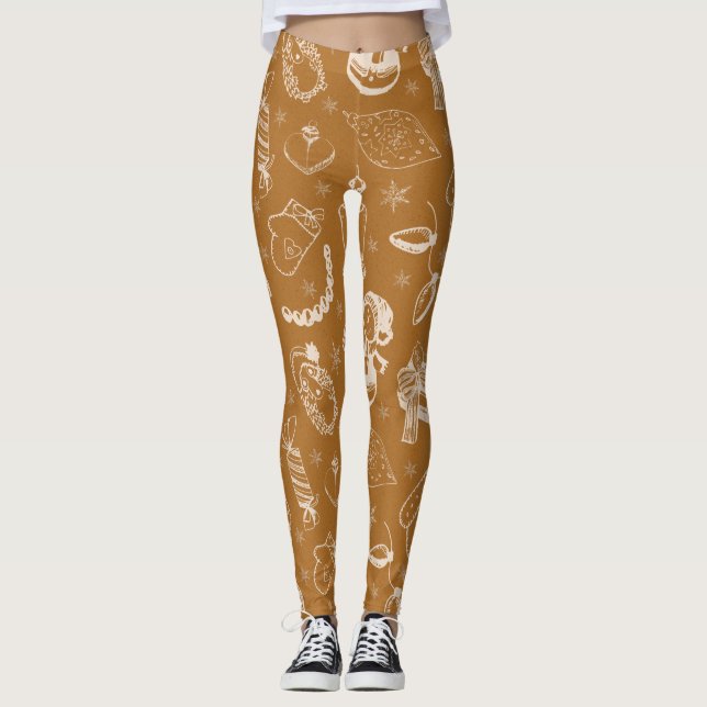 Weihnachtsschneehandgezeichnet Leggings (Vorderseite)