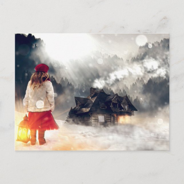 Weihnachtsschneehaus Postkarte (Vorderseite)