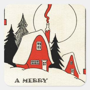 Weihnachtsschneekabine Quadratischer Aufkleber