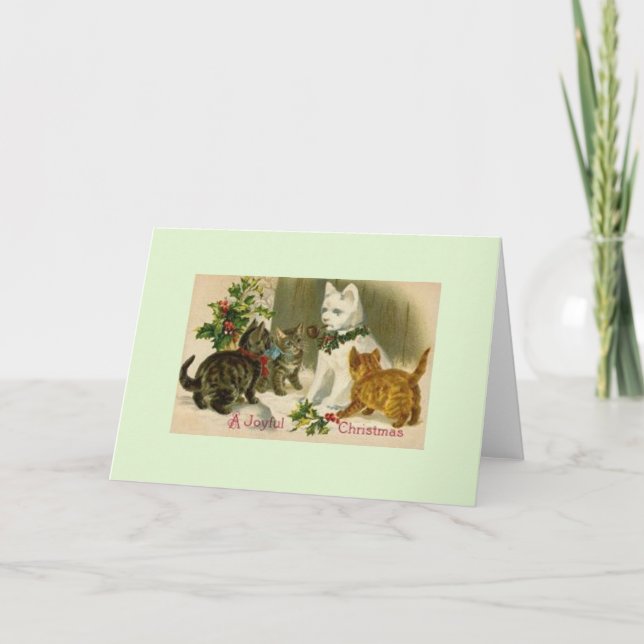 Weihnachtsschneekatze Grußkarte Feiertagskarte (Vorderseite)
