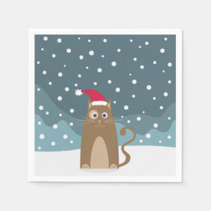 Weihnachtsschneekatze Serviette