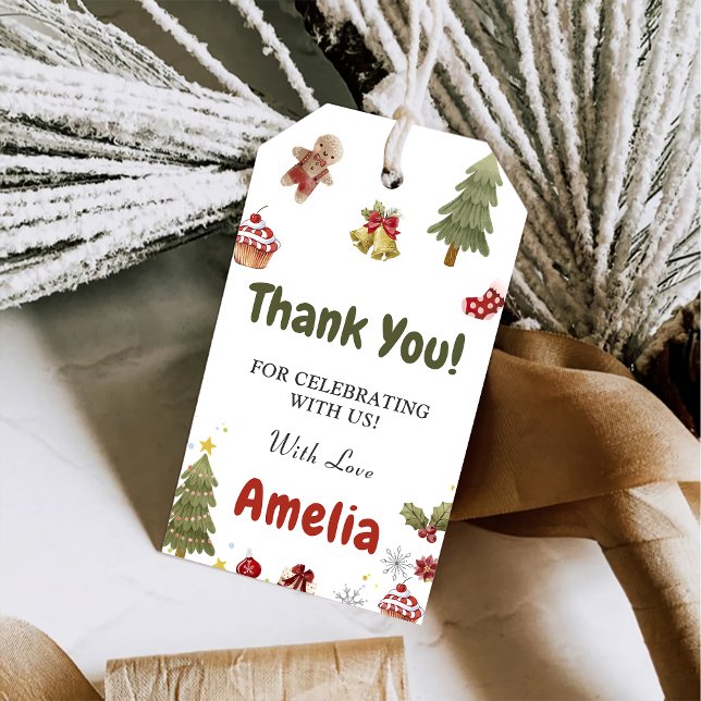 Weihnachtsschneekekekse Geburtstagsparty Geschenkanhänger (Von Creator hochgeladen)