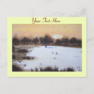 Weihnachtsschneelandschaft mit schneebedeckten Bäu Feiertagspostkarte