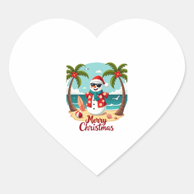 Weihnachtsschneemann (1) Herz-Aufkleber (Vorderseite)