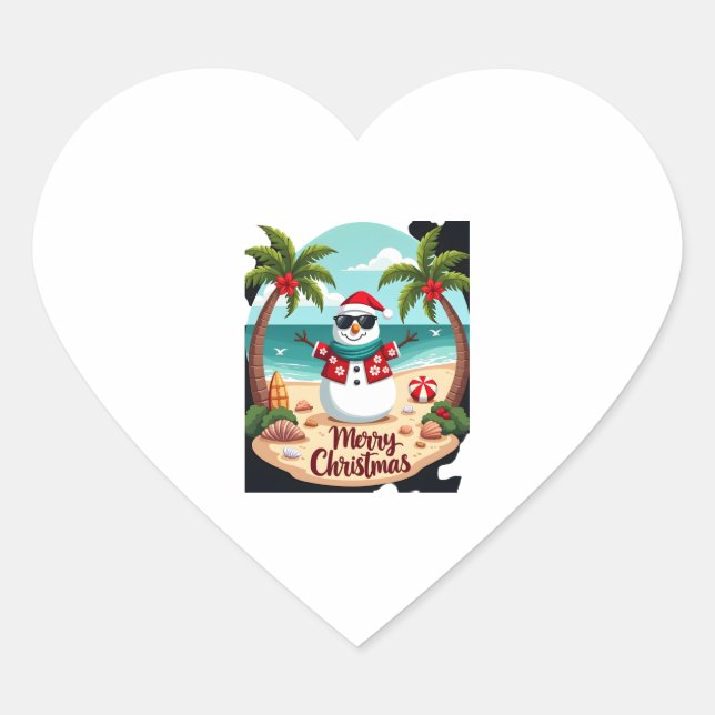 Weihnachtsschneemann (2) Herz-Aufkleber (Vorderseite)