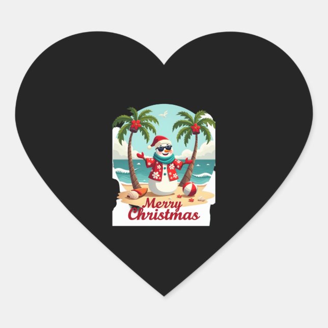 Weihnachtsschneemann (3) Herz-Aufkleber (Vorderseite)