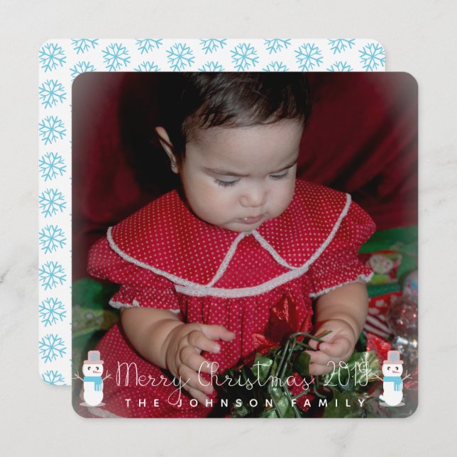 Weihnachtsschneemann Babys Kinder Foto Gruß Einladung (Vorne/Hinten)