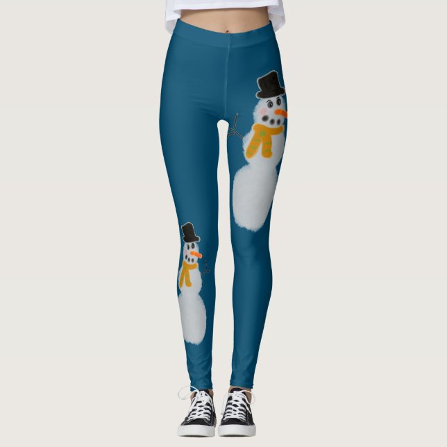 Weihnachtsschneemann Blau-Leggings Leggings (Vorderseite)