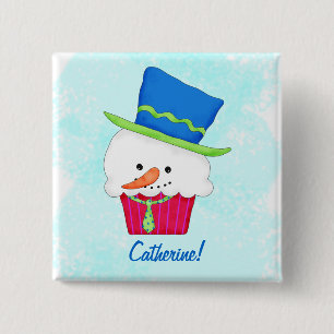 Weihnachtsschneemann Cupcake Name Abzeichen Person Button