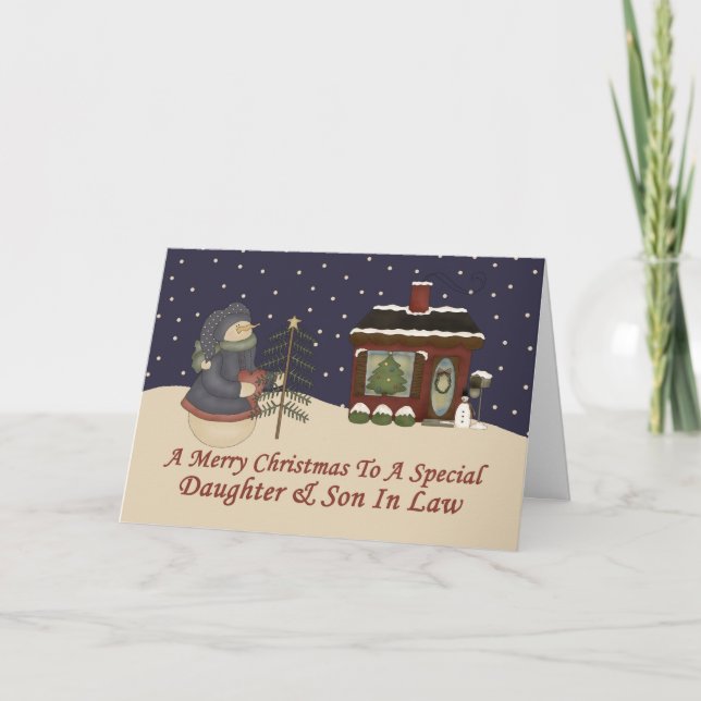 Weihnachtsschneemann - eine besondere Tochter und  Feiertagskarte (Vorderseite)