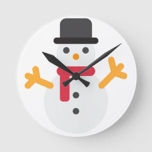 Weihnachtsschneemann Emoji Runde Wanduhr