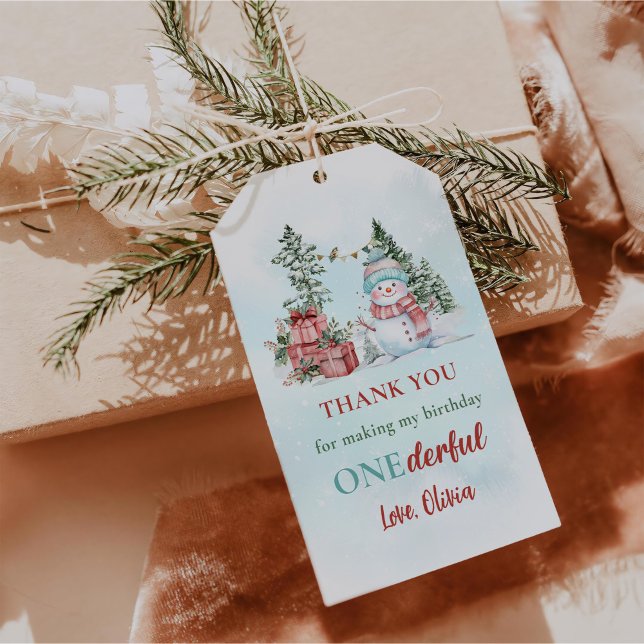 Weihnachtsschneemann Erster Geburtstag Geschenkanhänger (Von Creator hochgeladen)