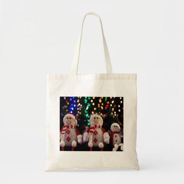 Weihnachtsschneemann Familienschmuck Foto Tasche (Vorne)