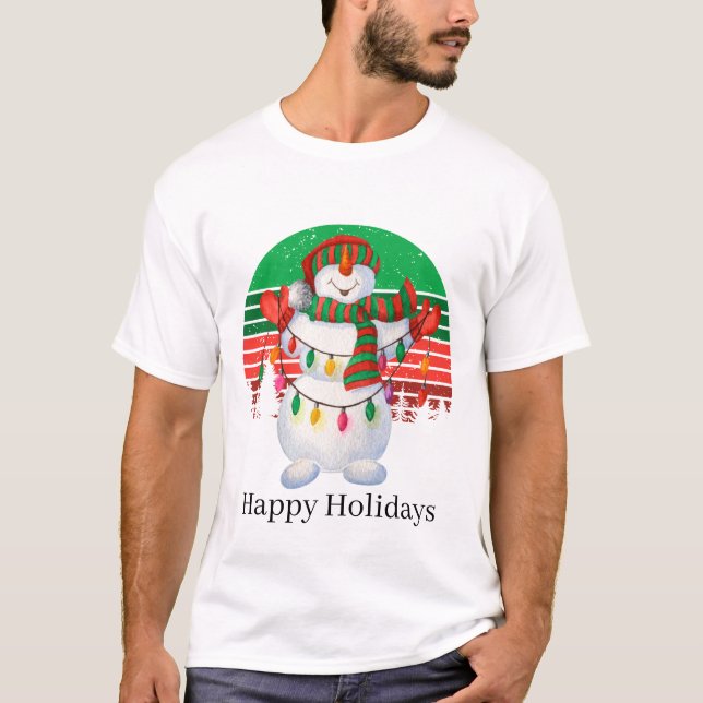 Weihnachtsschneemann Feiertag  T-Shirt (Vorderseite)