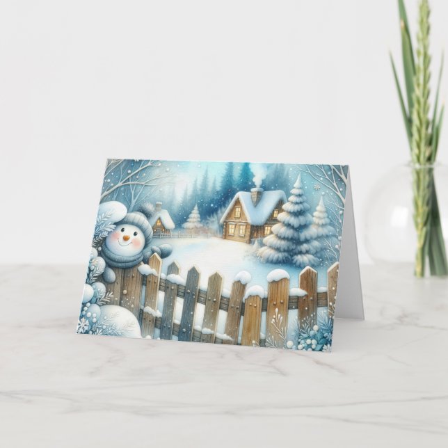 Weihnachtsschneemann Feiertagskarte (Vorderseite)