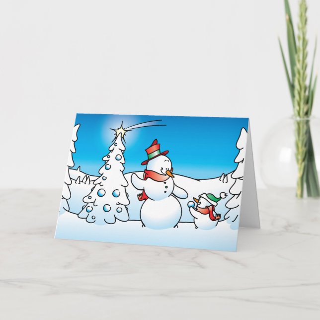 WeihnachtsSchneemann Feiertagskarte (Vorderseite)
