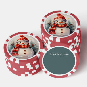 Weihnachtsschneemann fügen Text hinzu Pokerchips