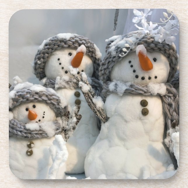Weihnachtsschneemann Getränkeuntersetzer (Vorderseite)