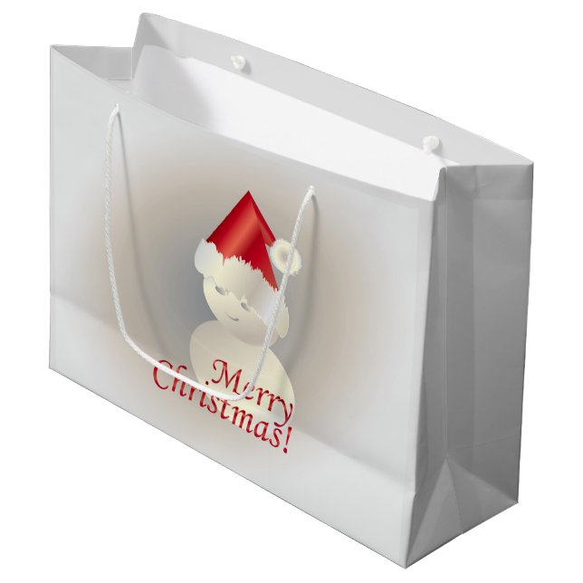 Weihnachtsschneemann Große Geschenktüte (Vorderseite Schrägansicht)