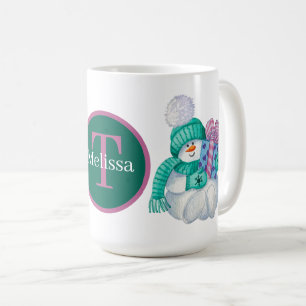 Weihnachtsschneemann hinzufügen Mongramm Kaffeetasse